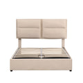 Upholstered Platform Bed With A Hydraulic Storage System, Full Size, Beige Full Beige Velvet