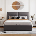 Upholstered Platform Bed With A Hydraulic Storage System, Queen Size, Gray Gray Velvet