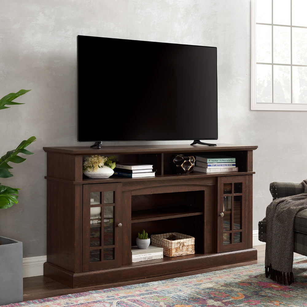 Classic Tv Media Stand Modern Entertainment Console For Tv Up To 65" With Open And Closed Storage Space, Espresso, 58.25"W*15.75"D*32"H Espresso 65 Inches 60 69 Inches American Traditional 65 Inches Mdf