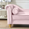 Modern Upholstery Chaise Lounge Chair With Storage Velvet Pink Pink Foam Velvet