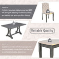 6 Piece Farmhouse Dining Table Set, Rectangular Trestle Table And 4 Upholstered Chairs & Bench For Dining Room Antique Gray Antique Gray Solid Wood