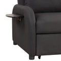 Pull Out Sofa Sleeper 3 In 1 With 2 Wing Table And Usb Charge For Nap Line Fabric For Living Room Recreation Room Black Black Foam Linen