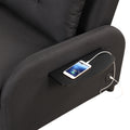 Pull Out Sofa Sleeper 3 In 1 With 2 Wing Table And Usb Charge For Nap Line Fabric For Living Room Recreation Room Black Black Foam Linen
