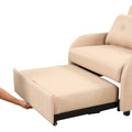 Pull Out Sofa Sleeper 3 In 1 With 2 Wing Table And Usb Charge For Nap Line Fabric For Living Room Recreation Room Beige Beige Foam Linen