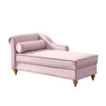 Modern Upholstery Chaise Lounge Chair With Storage Velvet Pink Pink Foam Velvet