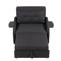 Pull Out Sofa Sleeper 3 In 1 With 2 Wing Table And Usb Charge For Nap Line Fabric For Living Room Recreation Room Black Black Foam Linen