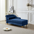 Modern Upholstery Chaise Lounge Chair With Storage Velvet Navy Blue Navy Blue Foam Velvet