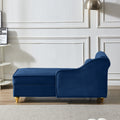 Modern Upholstery Chaise Lounge Chair With Storage Velvet Navy Blue Navy Blue Foam Velvet