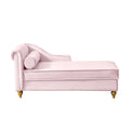 Modern Upholstery Chaise Lounge Chair With Storage Velvet Pink Pink Foam Velvet