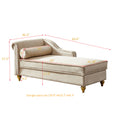 Modern Upholstery Chaise Lounge Chair With Storage Velvet Beige Beige Foam Velvet