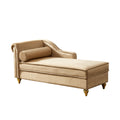 Modern Upholstery Chaise Lounge Chair With Storage Velvet Khaki Khaki Foam Velvet