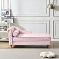 Modern Upholstery Chaise Lounge Chair With Storage Velvet Pink Pink Foam Velvet