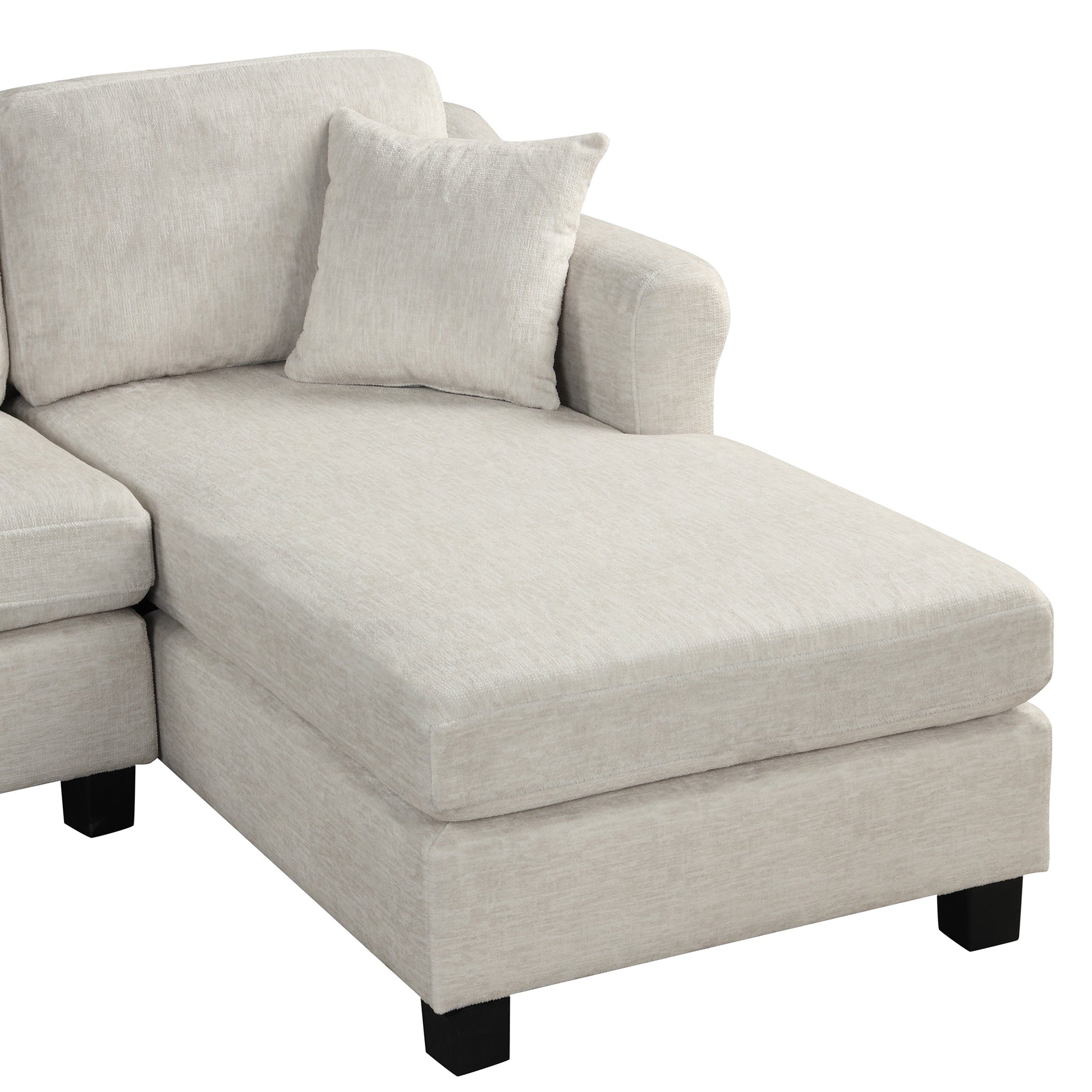 122.1" *91.3" 4Pcs Sectional Sofa With Ottoman With Right Side Chaise Velvet Fabric White White Foam Velvet