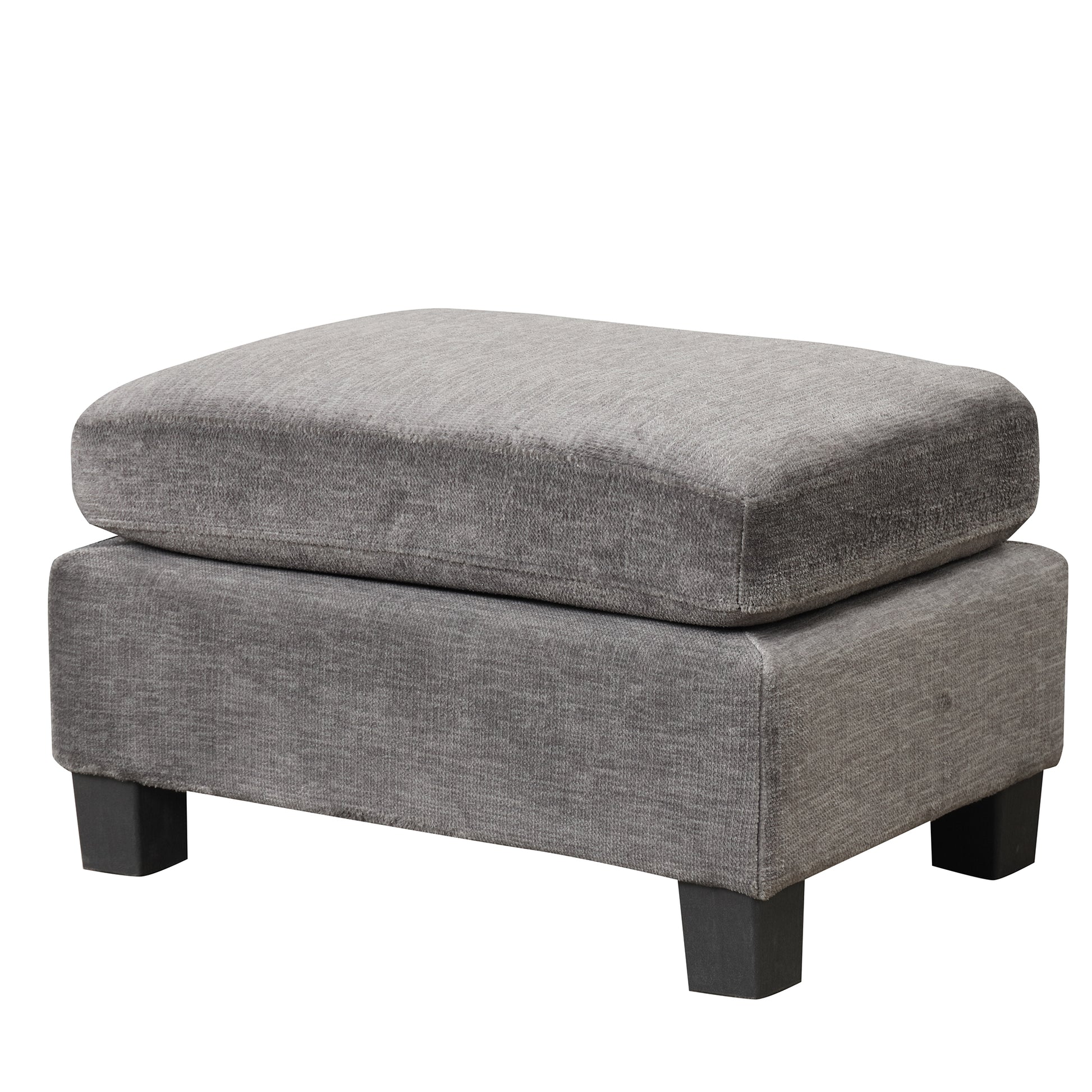 122.1" *91.3" 4Pcs Sectional Sofa With Ottoman With Right Side Chaise Velvet Fabric Dark Gray Dark Grey Foam Velvet