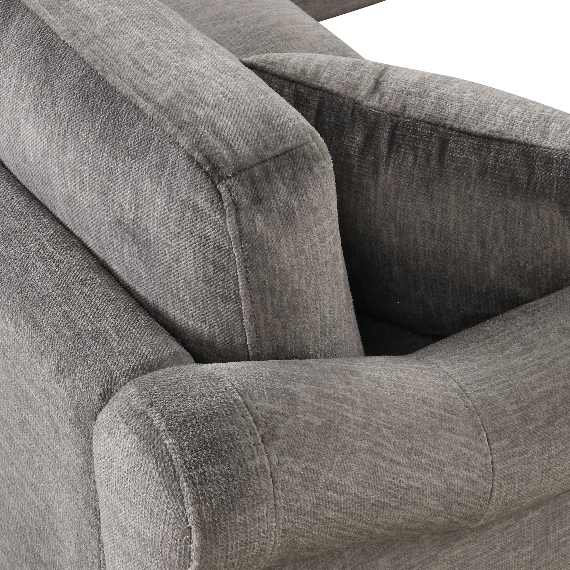 122.1" *91.3" 4Pcs Sectional Sofa With Ottoman With Right Side Chaise Velvet Fabric Dark Gray Dark Grey Foam Velvet