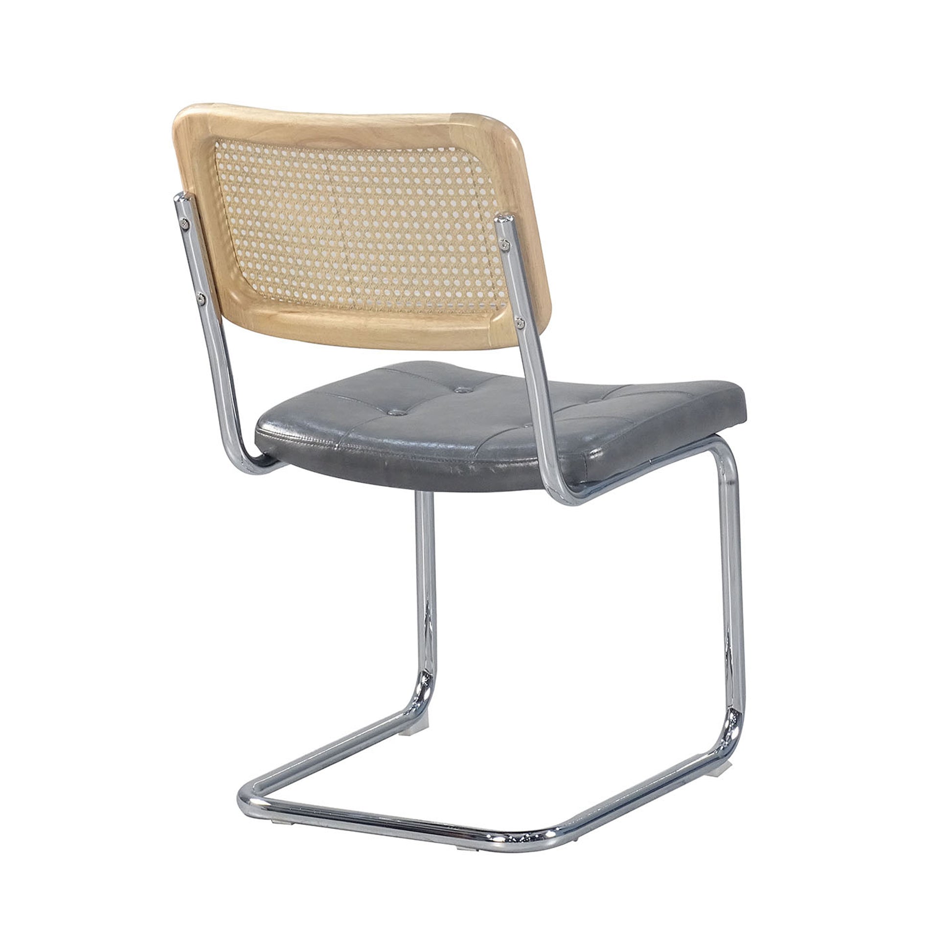 Set Of 2, Leather Dining Chair With High Density Sponge, Rattan Chair For Dining Room, Living Room, Bedroom, Gray Gray Pu
