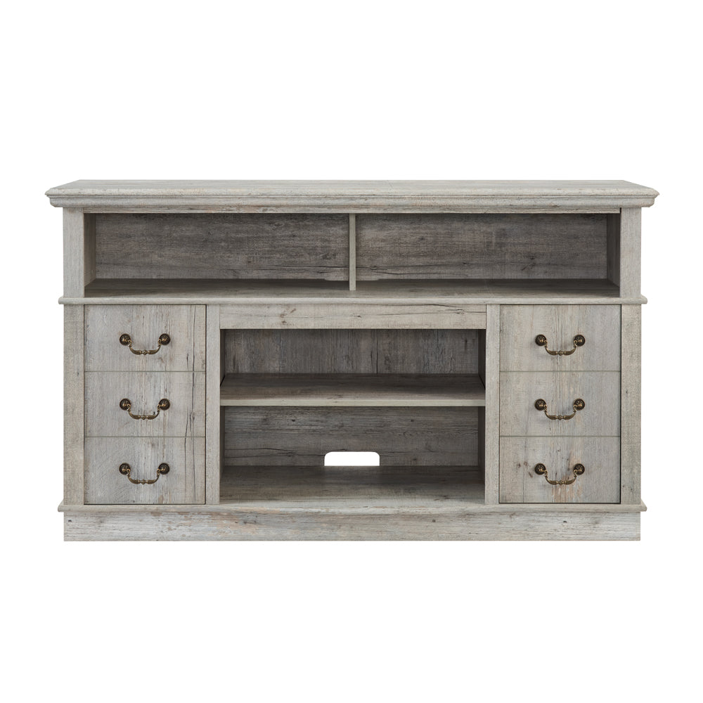 Traditional Tv Media Stand Farmhouse Rustic Entertainment Console For Tv Up To 65" With Open And Closed Storage Space, Light Gray, 60"W*15.75"D*34.25"H Light Gray Primary Living Space 60 69 Inches 60 69 Inches Farmhouse 65 Inches Mdf