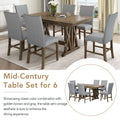 Mid Century Solid Wood 7 Piece Dining Table Set Extendable Kitchen Table Set With Upholstered Chairs And 12