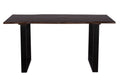 63 Inches Live Edge Dining Table Dark Brown Solid Wood