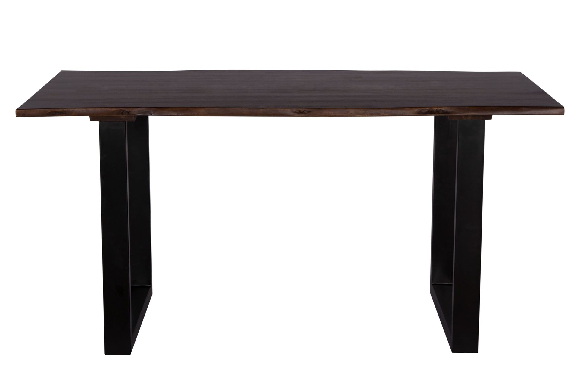 63 Inches Live Edge Dining Table Dark Brown Solid Wood