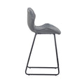 Set Of 2, Leather Bar Chair With High Density Sponge, Pu Chair Counter Height Pub Kitchen Stools For Dining Room,Homes,Bars, Kitchens,Gray Gray Pu