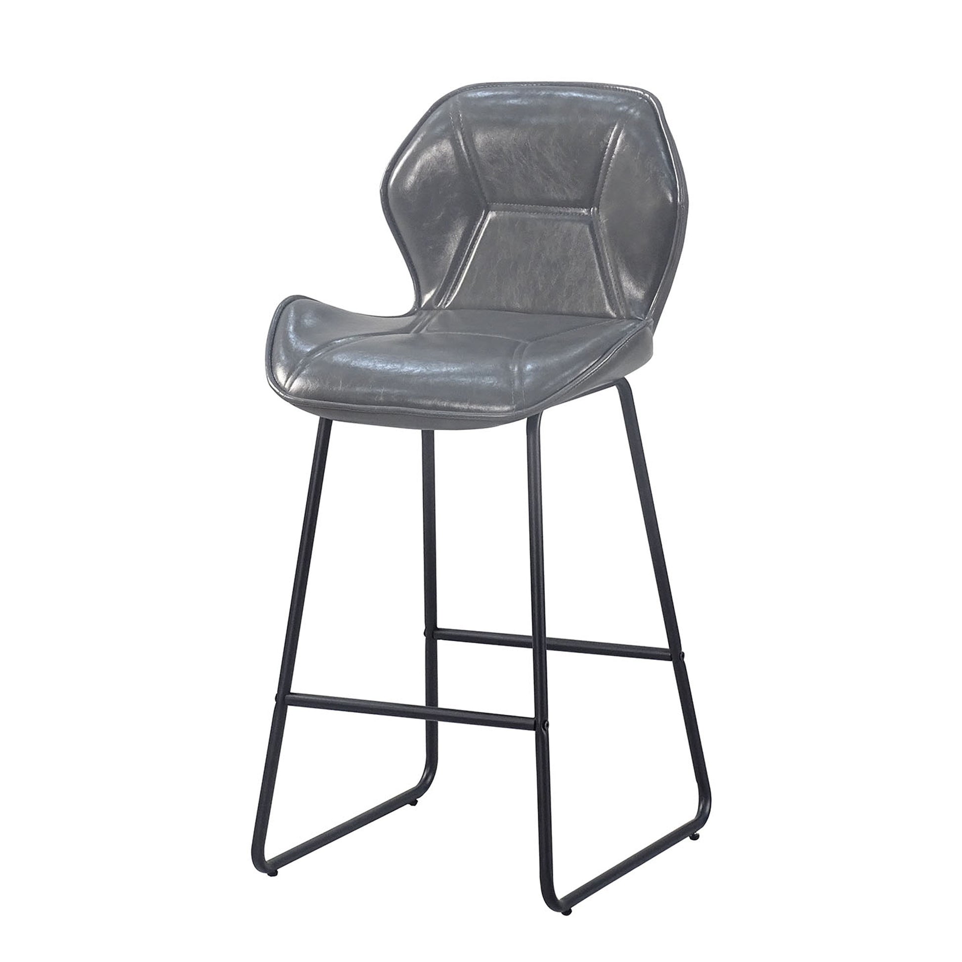 Set Of 2, Leather Bar Chair With High Density Sponge, Pu Chair Counter Height Pub Kitchen Stools For Dining Room,Homes,Bars, Kitchens,Gray Gray Pu