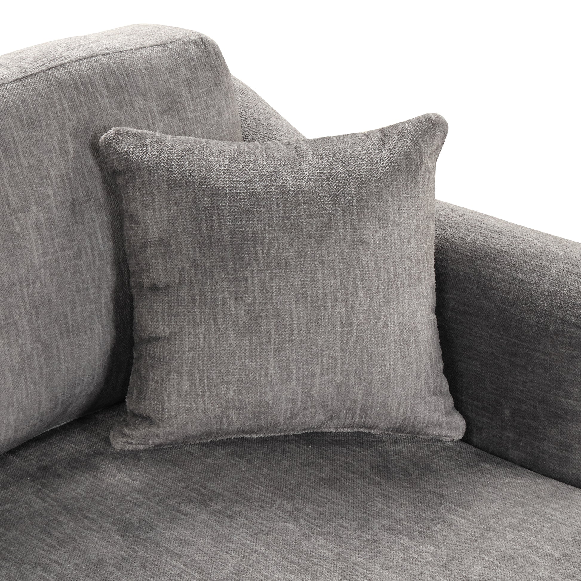 122.1" *91.3" 4Pcs Sectional Sofa With Ottoman With Right Side Chaise Velvet Fabric Dark Gray Dark Grey Foam Velvet