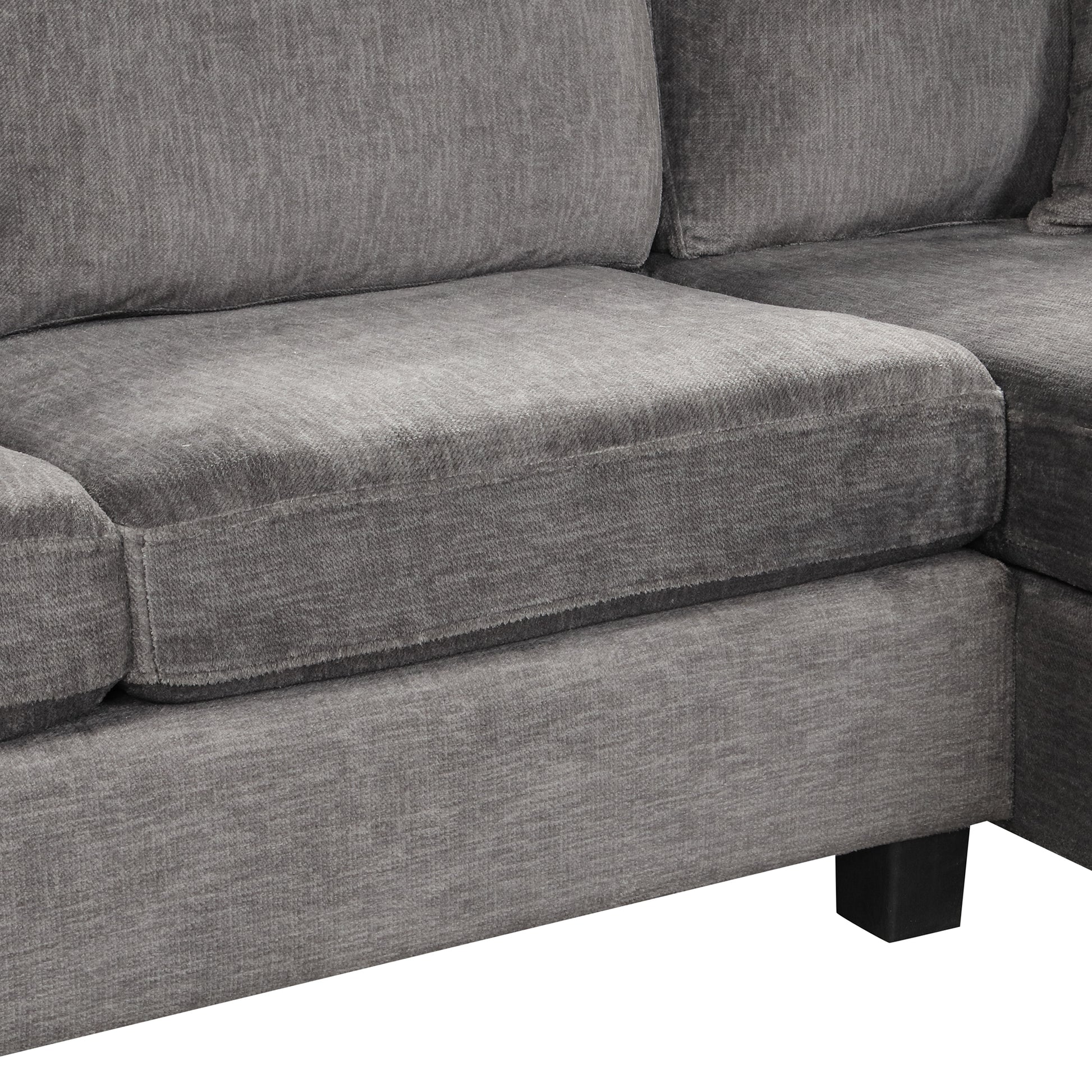 122.1" *91.3" 4Pcs Sectional Sofa With Ottoman With Right Side Chaise Velvet Fabric Dark Gray Dark Grey Foam Velvet