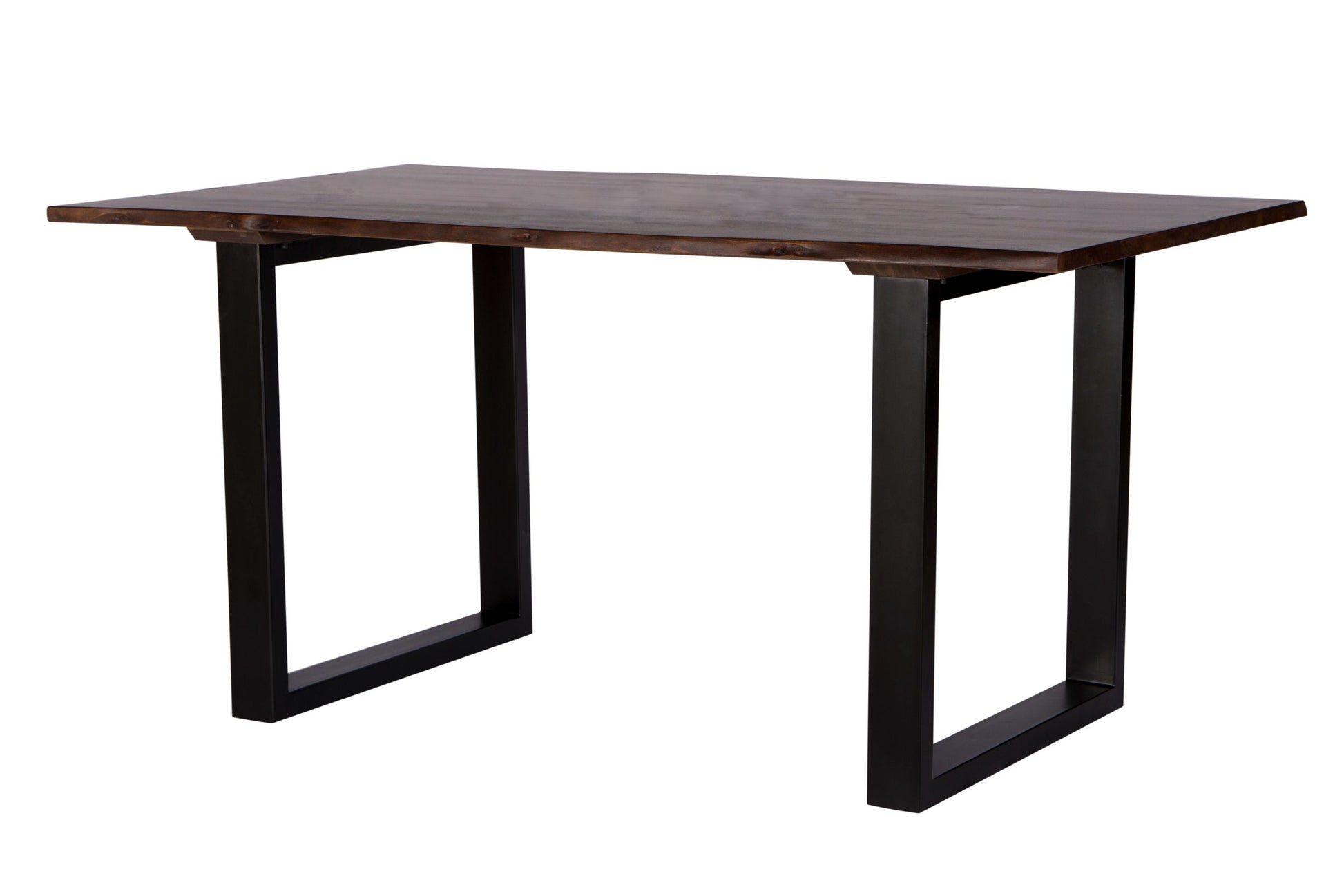 63 Inches Live Edge Dining Table Dark Brown Solid Wood