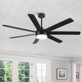 72 In Farmhouse Ceiling Fan With Plywood Blades For Dining Room Black Metal & Wood