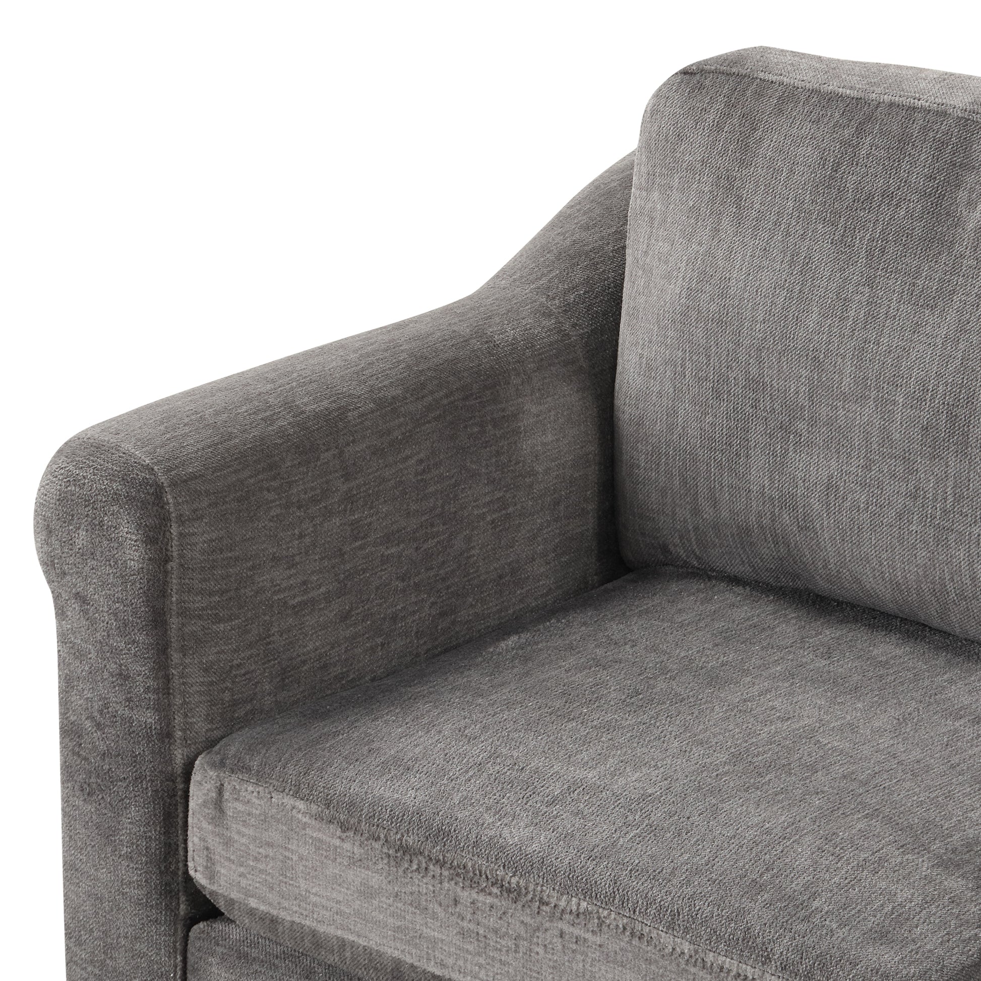 122.1" *91.3" 4Pcs Sectional Sofa With Ottoman With Right Side Chaise Velvet Fabric Dark Gray Dark Grey Foam Velvet