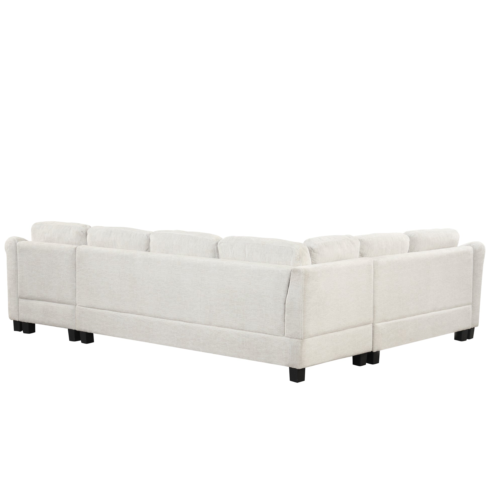 122.1" *91.3" 4Pcs Sectional Sofa With Ottoman With Right Side Chaise Velvet Fabric White White Foam Velvet