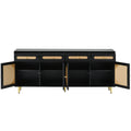 Tv Stand With Rattan Door,Woven Media Console Table With Adjustable Shelves For Tvs Up To 65