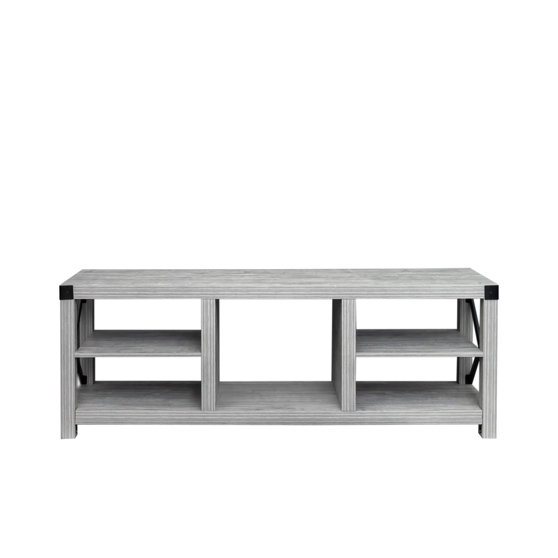 61'' Media Console Plaid Grey Oak Mdf Steel