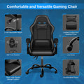 Yssoa Racing Video Backrest And Seat Height Recliner Gaming Office High Back Computer Ergonomic Adjustable Swivel Chair, Without Footrest, Black Black Leather