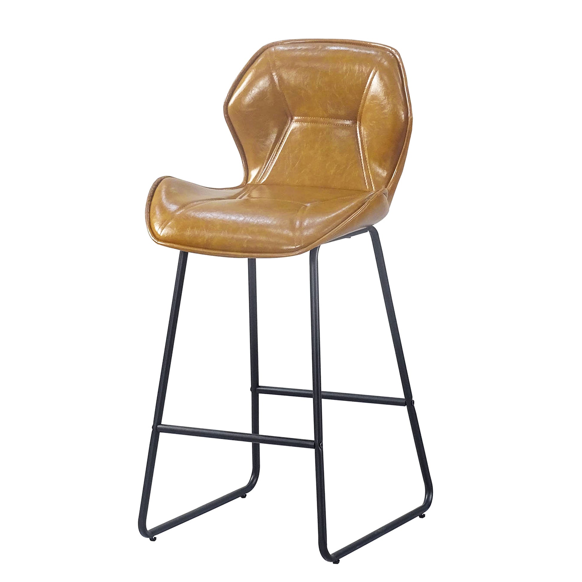 Set Of 2, Leather Bar Chair With High Density Sponge, Pu Chair Counter Height Pub Kitchen Stools For Dining Room,Homes,Bars, Kitchens,Brown Brown Pu