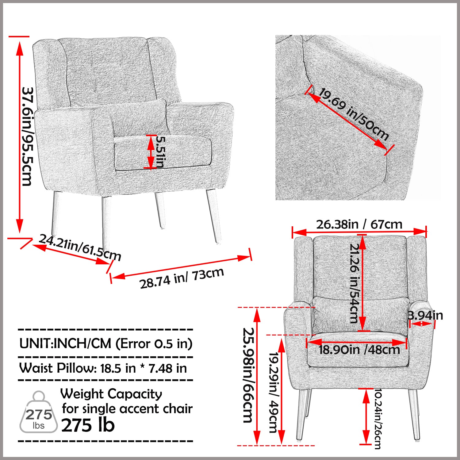 Modern Accent Chair Upholstered Foam Filled Living Room Chairs Comfy Reading Chair Mid Century Modern Chair With Chenille Fabric Lounge Arm Chairs Armchair For Living Room Bedroom Yellow Yellow Light Brown Primary Living Space Modern Rubberwood Foam