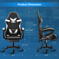 Yssoa Racing Video Backrest And Seat Height Recliner Gaming Office High Back Computer Ergonomic Adjustable Swivel Chair, With Footrest, Black White Black Leather