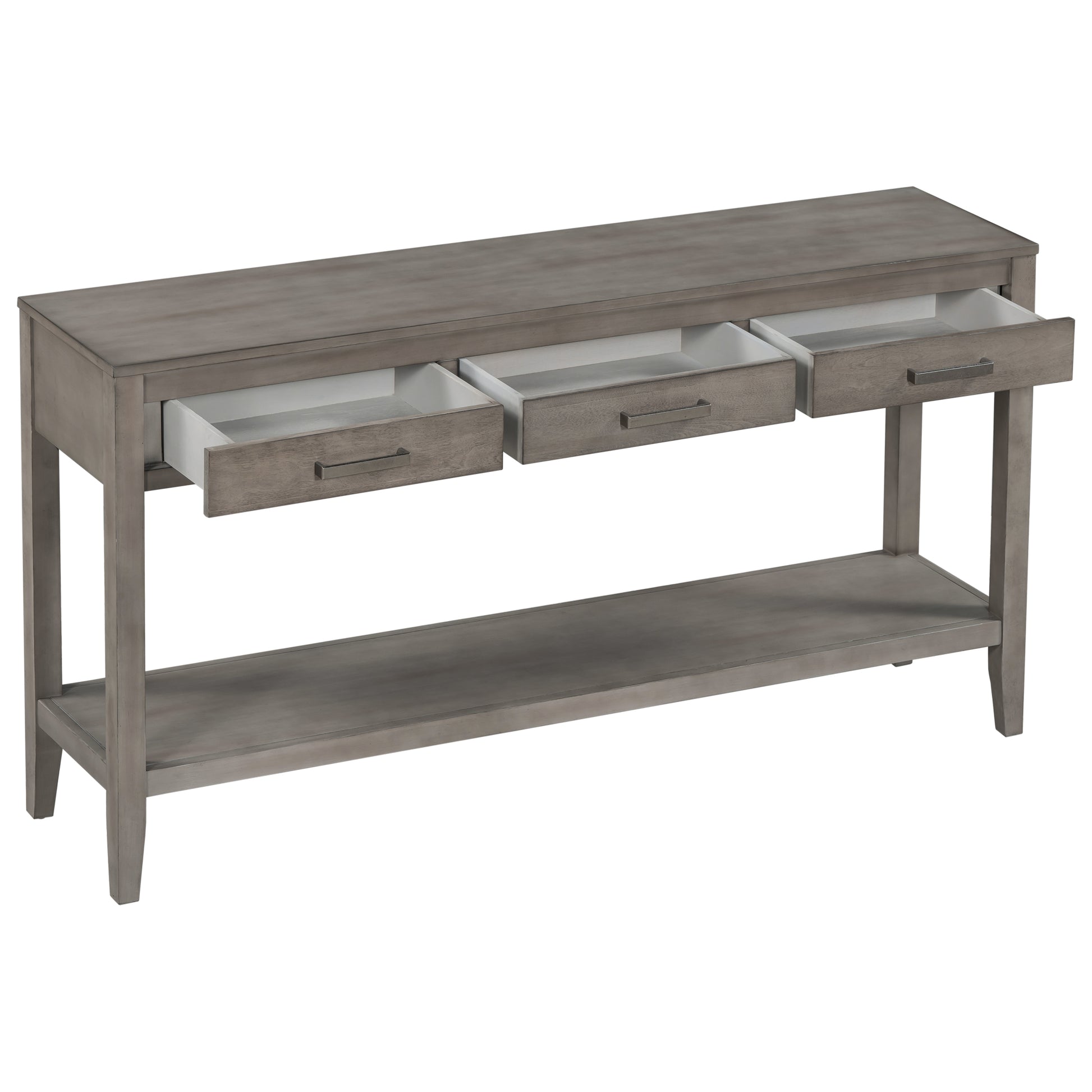 Contemporary 3 Drawer Console Table With 1 Shelf, Entrance Table For Entryway, Hallway, Living Room, Foyer, Corridor Gray Primary Living Space American Design Mdf