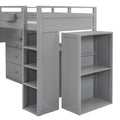 Loft Bed With Rolling Cabinet And Desk Gray Gray Solid Wood Mdf