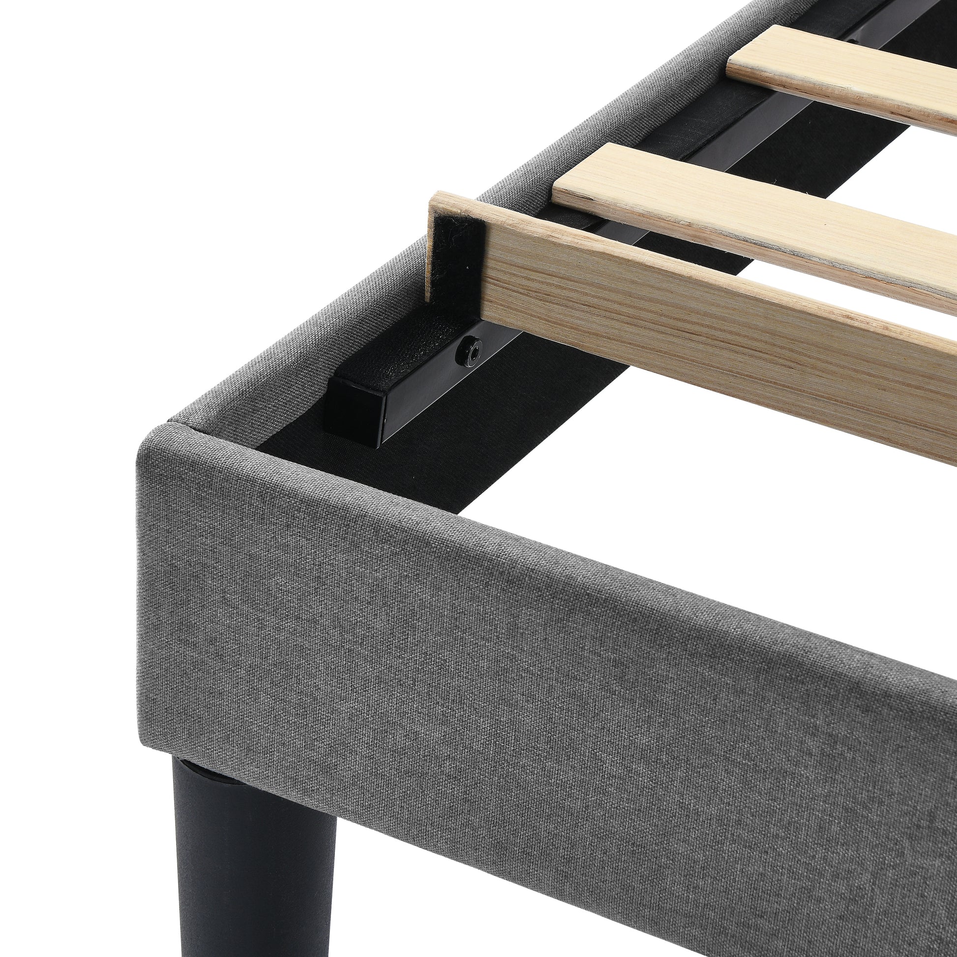 Light Grey Bed Frame With Adjustable Border Headboard Queen Size Box Spring Not Required Queen Light Grey Iron Light Brown Bedroom Modern Bed Frame Polyester Iron