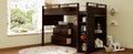 Loft Bed With Rolling Cabinet And Desk Espresso Espresso Solid Wood Mdf