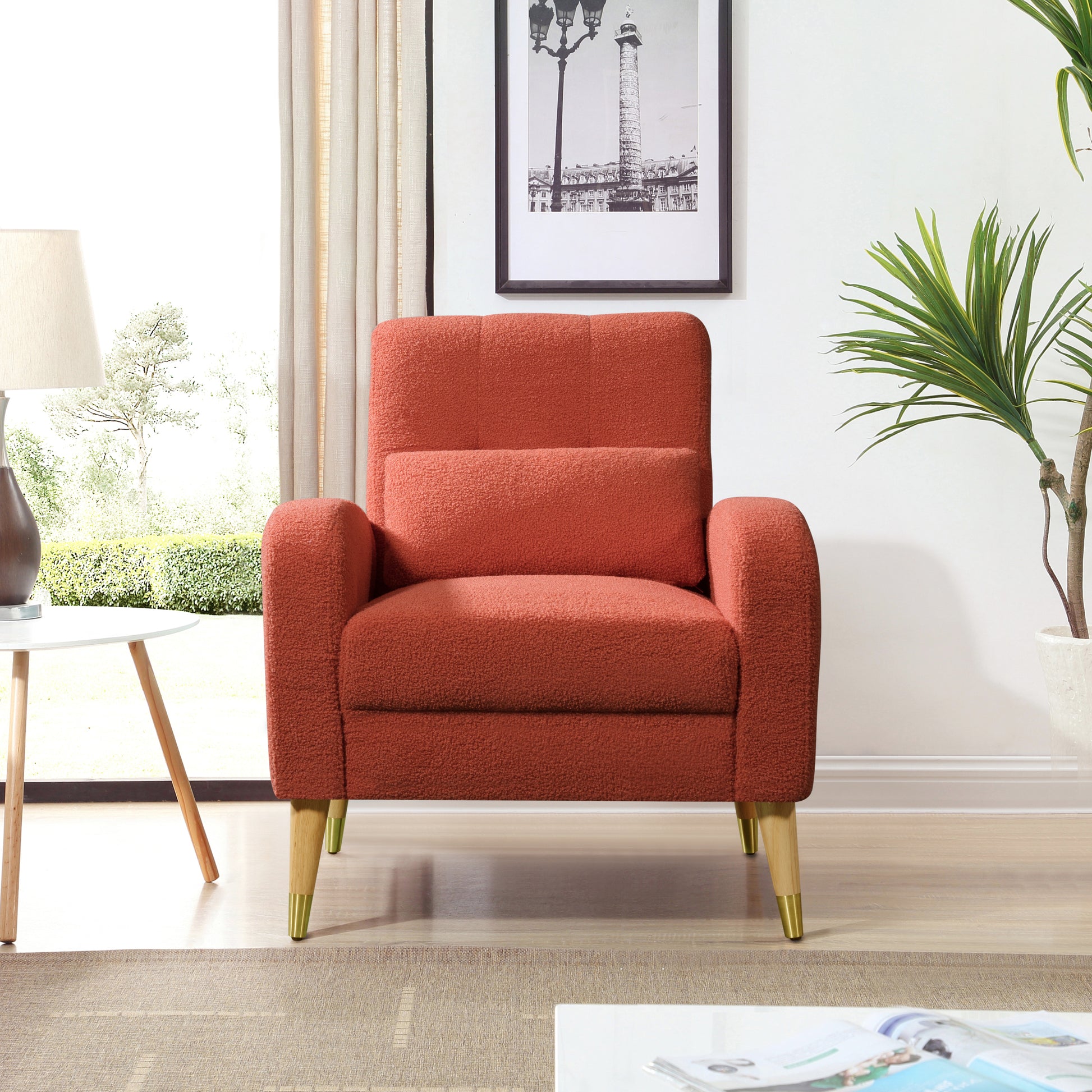 1018 Brown Accent Chair Red Foam Fabric