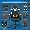 Yssoa Racing Video Backrest And Seat Height Recliner Gaming Office High Back Computer Ergonomic Adjustable Swivel Chair, With Footrest, Black White Black Leather
