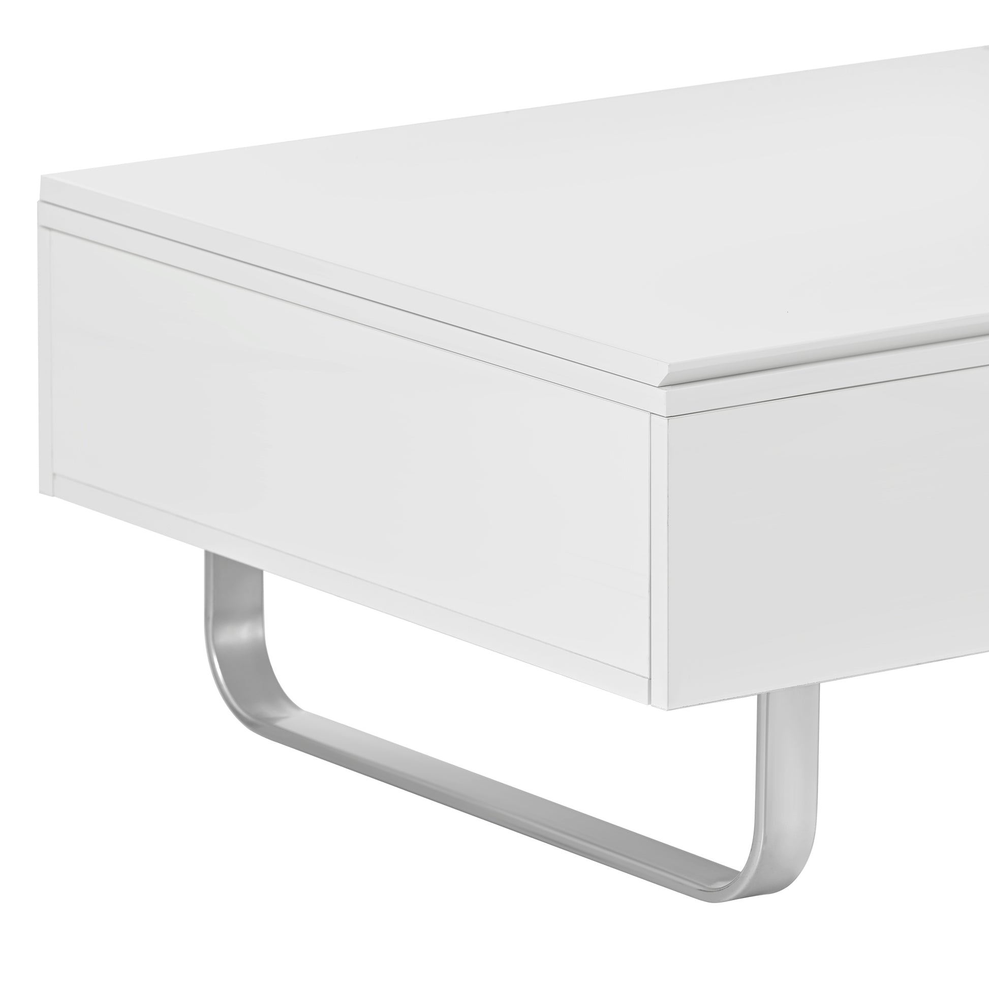 Multi Functional Coffee Table With Lifted Tabletop, Contemporary Cocktail Table With Metal Frame Legs, High Gloss Surface Dining Table For Living Room, White White Soft Close Drawers Primary Living Space Contemporary Manual Freestanding Rectangular Hutch