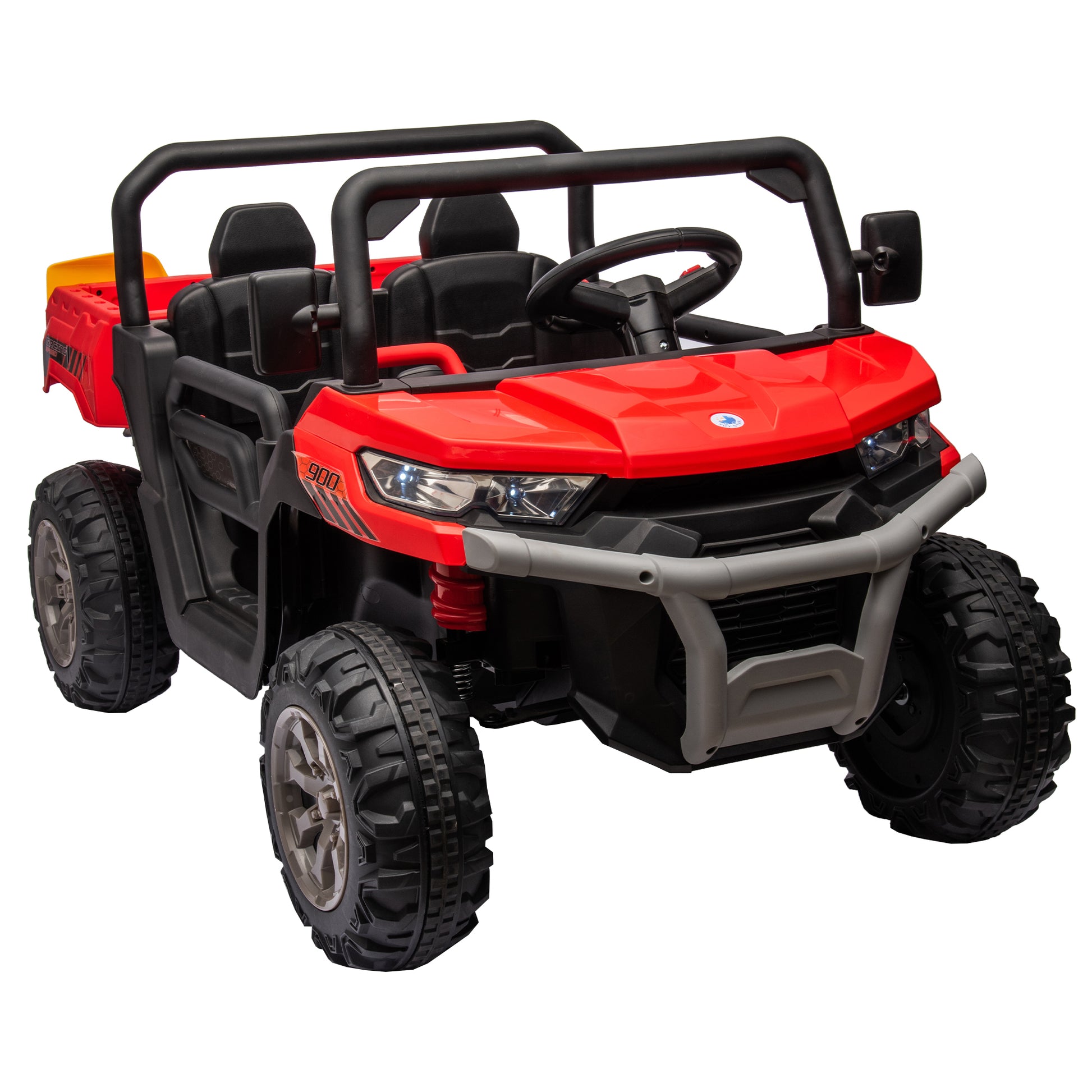 24V Ride On Truck 2 Seater Ride On Utv With 2X200W Motor Ride On Dump Truck With Dump Bed Shovel Ride On Car With Remote Control Electric Vehicle With Non Slip Tyre For Boys Girls Red Plastic