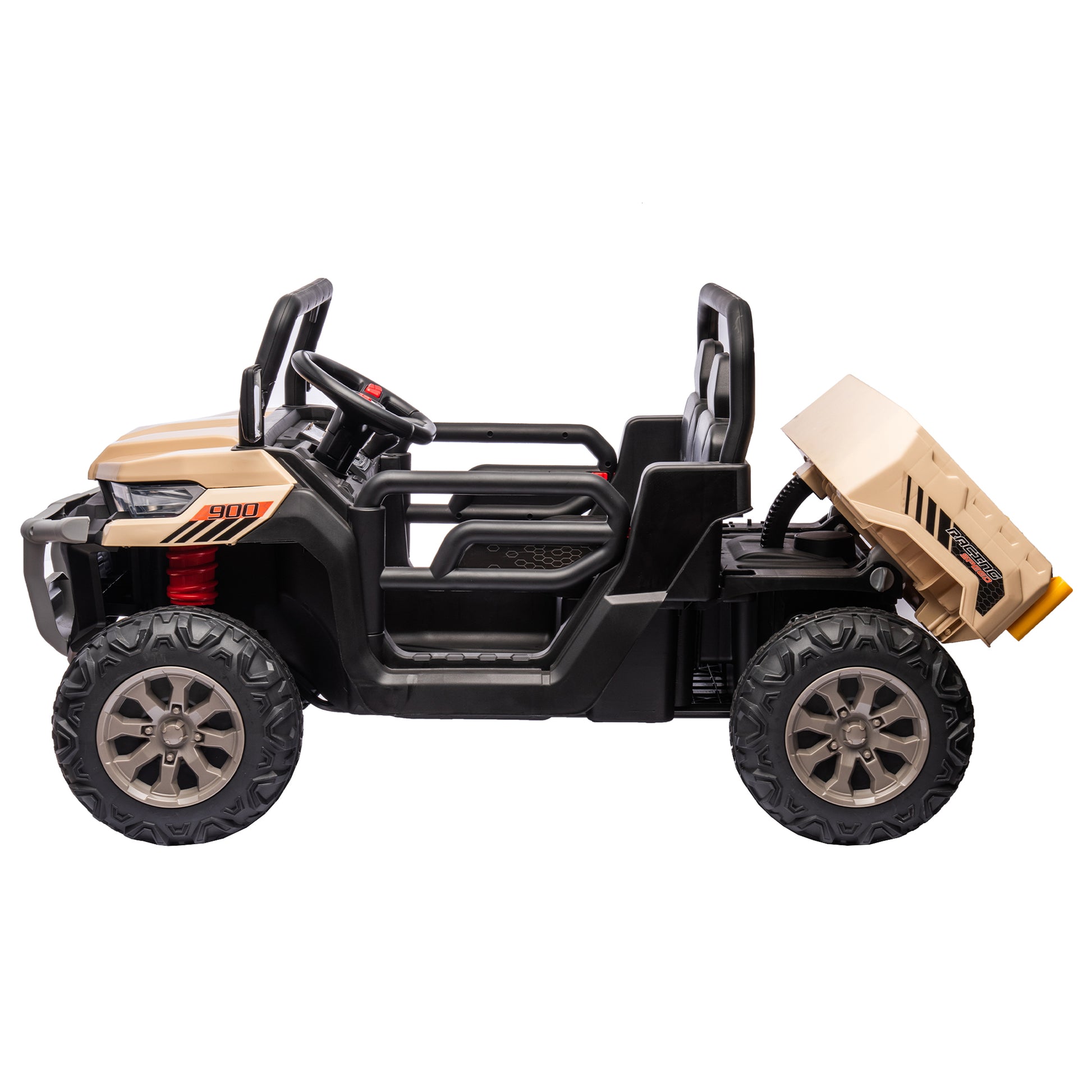 24V Ride On Truck 2 Seater Ride On Utv With 2X200W Motor Ride On Dump Truck With Dump Bed Shovel Ride On Car With Remote Control Electric Vehicle With Non Slip Tyre For Boys Girls Yellow Plastic