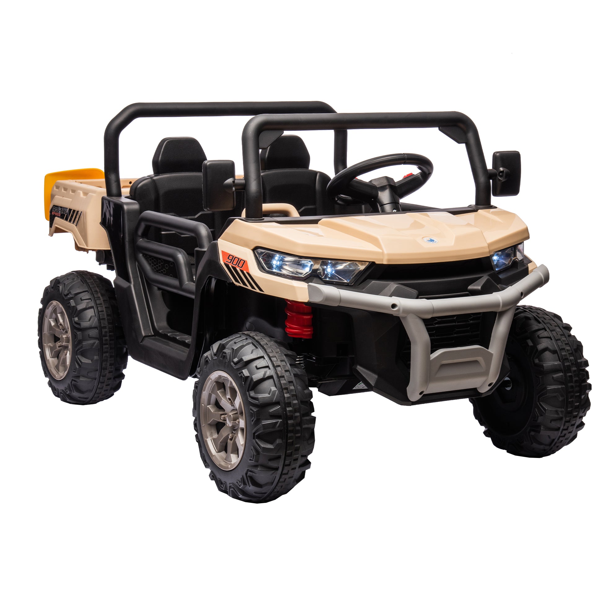 24V Ride On Truck 2 Seater Ride On Utv With 2X200W Motor Ride On Dump Truck With Dump Bed Shovel Ride On Car With Remote Control Electric Vehicle With Non Slip Tyre For Boys Girls Yellow Plastic