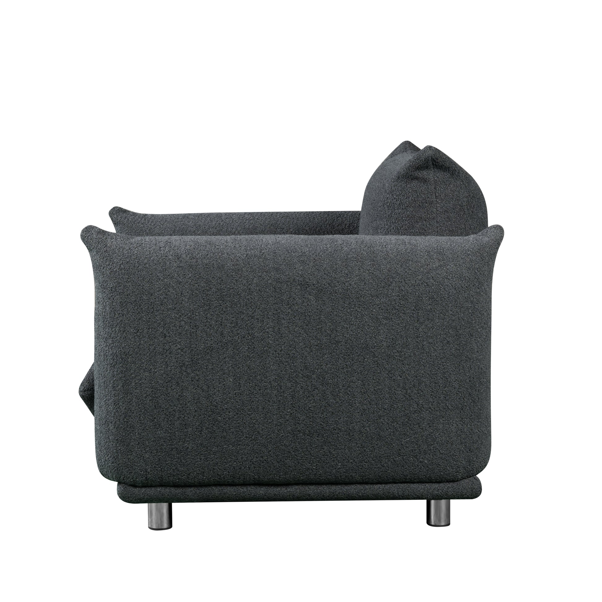 Sherpa Accent Chair Single Sofa 42"W Accent Chair For Bedroom Living Room Apartment, Black Black Fabric