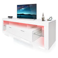 Led Tv Stand Modern Tv Stand With Storage Entertainment Center With Drawer Tv Cabinet For Up To 75 Inch For Gaming Living Room Bedroom White Particle Board